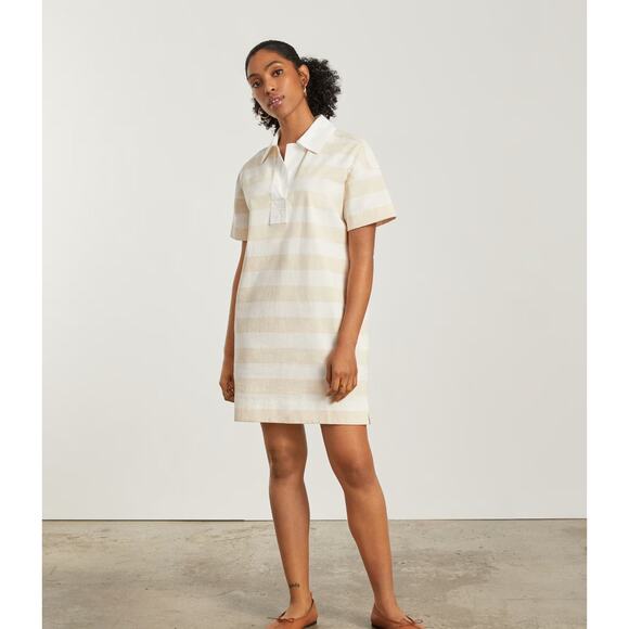 NWT Everlane The Organic Cotton Polo Dress Cream Stripe Size Small - Picture 1 of 8